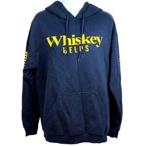 Grunt Style Whiskey Helps Pullover Hoodie Medium Navy Yellow Medium